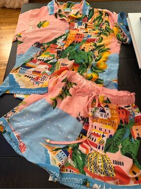 Antica Sartoria Capri by the Sea set - size S/M made in Italy resortwear